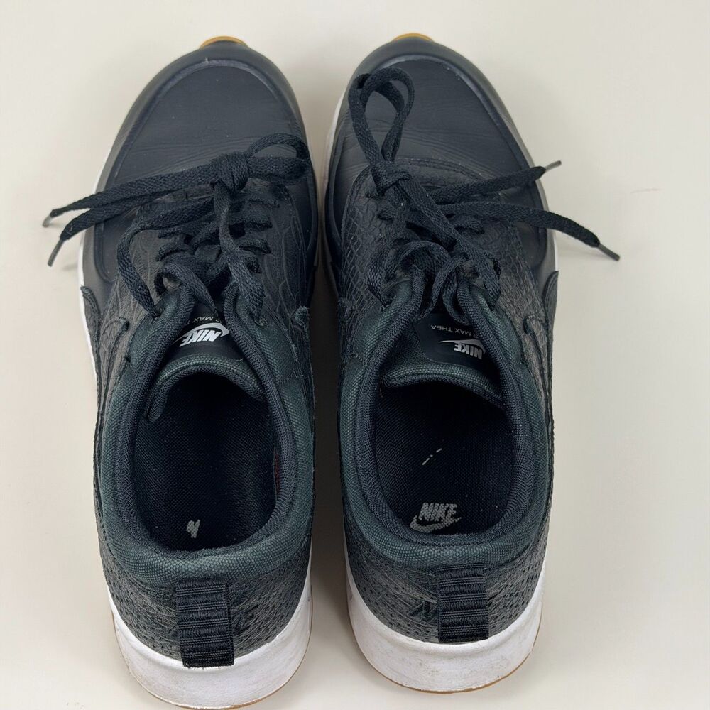 Nike Air Max Thea Womens 8.5 Black Leather Textured Sneakers White Gum Sole Shoe - Picture 3 of 9